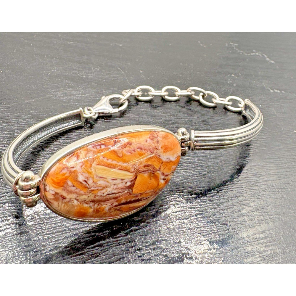 Large Jasper Primary Stone Bracelet Sterling Silver 925 Lobster Clasp 31.53g